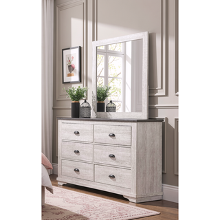 Sunvega Contemporary Gray Wooden Nightstand with Two Drawers and Metal Hardware