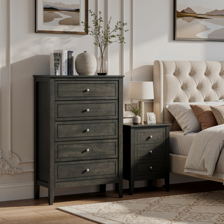 Sunvega Fully Assembled 6 Drawer Dresser with French Dovetail Wood Veneer Finish