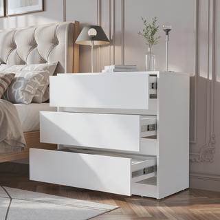 Sunvega Modern 3 Drawer Dresser with Wood Top for Bedroom Storage