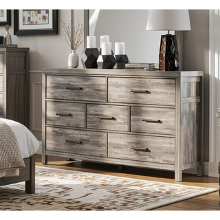 Sunvega Weathered Gray Finish Melamine Laminate 7 Drawer Bedroom Dresser
