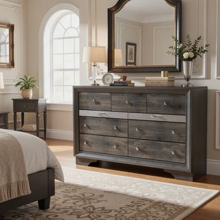 Sunvega Modern Black Nightstand with Hidden Jewelry Drawer and Nickel Knob