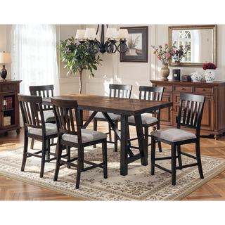 Sunvega Modern Farmhouse Counter Table With 18 Inch Leaf In Ebony And Honey