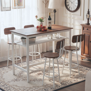 Sunvega 5 Piece Counter Height Table and Chairs Set for 4 with Backrests and Footrests