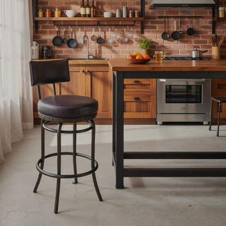 Sunvega Mocha Brown Faux Leather Swivel Bar or Counter Stool with 250lb Capacity