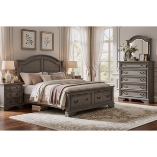 Sunvega Traditional Style 5-Drawer Chest with Rustic Gray Finish for Bedroom
