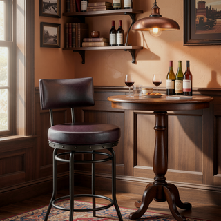 Sunvega Swivel Bar or Counter Stool with Brown Faux Leather in Mocha Finish