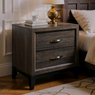 Sunvega Modern Contemporary White Finish Wooden Nightstand with 2 Dovetail Drawers