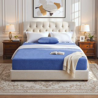 Sunvega 7inch Twin Mattress and Pillow Set with Gel-Infused Memory Foam in Blue