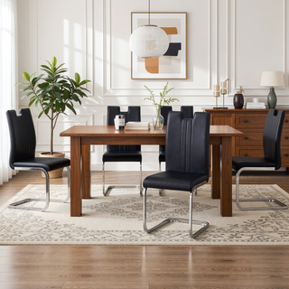 Sunvega Set of 4 Modern PU Material Bow-Shaped Chairs with Non-Slip Pads and Ergonomic Backrest