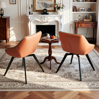 Sunvega Modern PU Leather Dining Chairs Set of 2 with Black Metal Legs for Kitchen