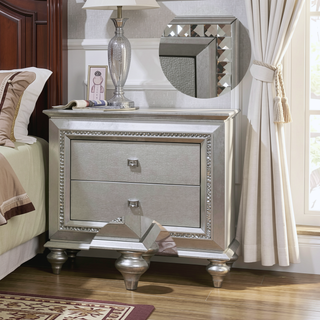 Sunvega Champagne 2-Drawer Nightstand with Sparkling Trim and Felt-Lined Storage