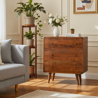 Sunvega Curved Chestnut Chest with Clean Lines and Contemporary Aesthetic
