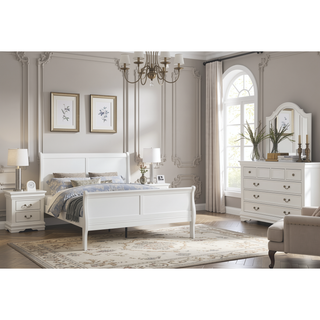Sunvega Solid Wood Louis Philip Style Nightstand with Two Soft Close Drawers