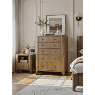 Sunvega Eucalyptus Veneer Chest with Soft-Close Drawers and Cedar-Lined Storage