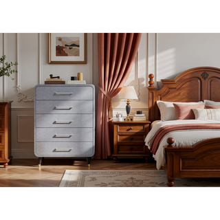 Sunvega 5 Drawer Chest with Felt Lined Top and Textured PU Finish