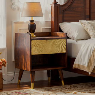 Sunvega Manila Gold One Drawer Nightstand with Clean Lines and Contemporary Aesthetic