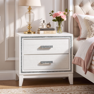 Sunvega Contemporary Modern Weathered Black Nightstand with Two Storage Drawers