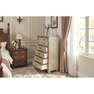 Sunvega Antique Silver Traditional Style 5-Drawer Chest for Bedroom Storage Furniture