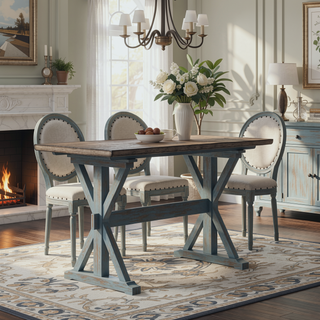 Sunvega Counter Height Casual Dining Table with X Base and Mild Live Edge