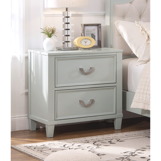 Sunvega White Transitional 2-Drawer Nightstand with Chrome Hanging Pulls