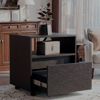 Sunvega One Drawer Nightstand in Black Wengue Finish for Small Spaces