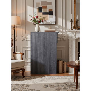 Sunvega Gray Nightstand with Brushed Finish Handle for Bedside Storage
