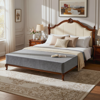 Sunvega Foldable Twin-Size Metal Mattress Bed Base with Removable Linen Cover