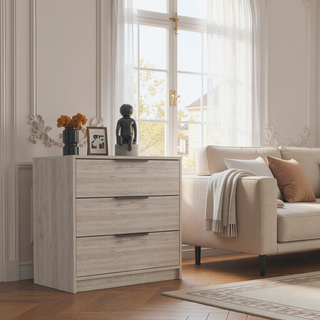 Sunvega Light Gray Three Drawer Dresser with Superior Top Display Surface
