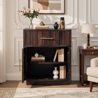 Sunvega Handcrafted Solid Mango Wood Milan Bedside with Velvet Mocha Finish
