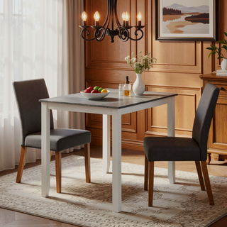 Sunvega Weathered Gray and White Oak Veneer Counter Height Dining Table Set