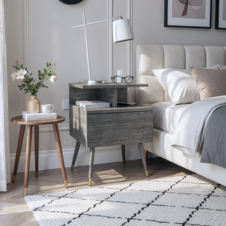 Sunvega Floating Nightstand with Large Drawer and Multiple Shelves for Storage or Decor