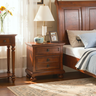 Sunvega Gray Modern Nightstand with Full Extension Drawers and Felt-Lined Top