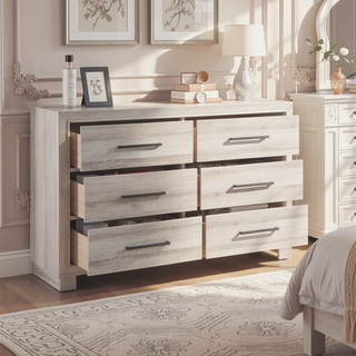 Sunvega Modern Gray Finish Two-Drawer Nightstand with Antique Brass Pulls