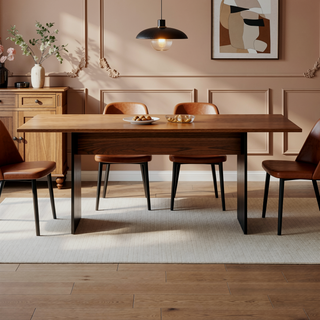 Sunvega Modern Rustic Style Dining Table with Wood-Grain Details for 6