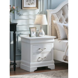 Sunvega Silver Champagne Nightstand with Two Spacious Drawers for Bedroom