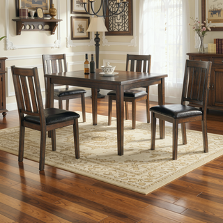 Sunvega Gray Finish 5pc Dining Set with 4 Fabric Upholstered Chairs