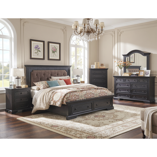 Sunvega Rustic Style Traditional Design 3-Drawers Nightstand with Charcoal Finish