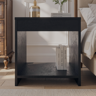 Sunvega Wenge Nightstand with Open Storage for Books and Décor