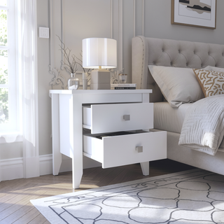 Sunvega White Windsor 2-Drawer Nightstand with Modern Style Legs