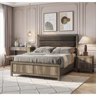 Sunvega Contemporary Rustic Five Drawer Chest with Melamine Finish and Metal Hardware