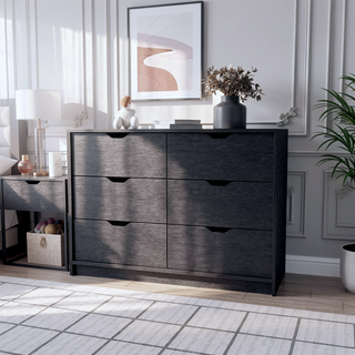 Sunvega Black Double Dresser with 4 Large Drawers and 2 Pulldown Cabinets