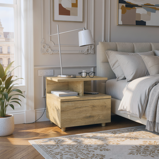Sunvega Floating Nightstand with Drawer in Black Wengue Finish for Wall Assembly