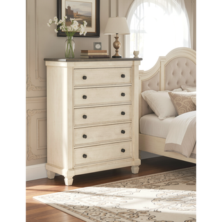Sunvega Transitional Rustic Nightstand with 2 Dovetail Drawers Flat Knobs