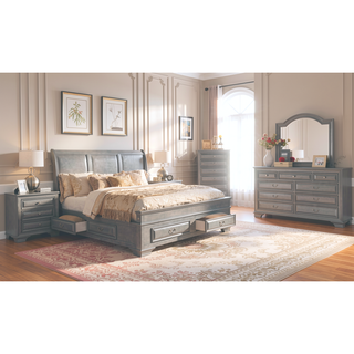 Sunvega Transitional Gray Finish Chest with English Dovetail Drawers and Cedar Lining