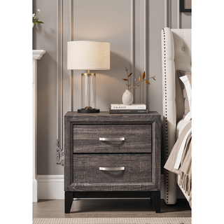 Sunvega Contemporary Simple Style Brown Gray Finish Nightstand with Two Storage Drawers