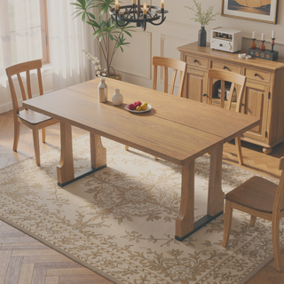 Sunvega 63 Inch Rectangular Dining Table with Farmhouse Pedestal Base