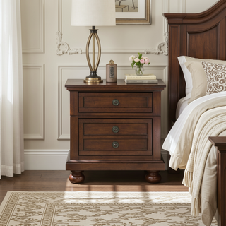Sunvega Gray Modern Nightstand with Full Extension Drawers and Felt-Lined Top