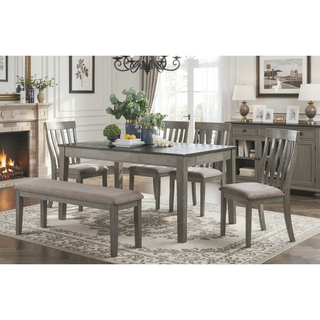 Sunvega Gray Fabric Upholstered 1pc Bench with Wood Frame for Dining Room
