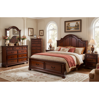 Sunvega Dark Cherry Traditional Style 5-Drawer Chest for Bedroom Storage Furniture
