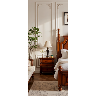 Sunvega Sandle Wood Contemporary Nightstand with Spacious Top for Compact Spaces